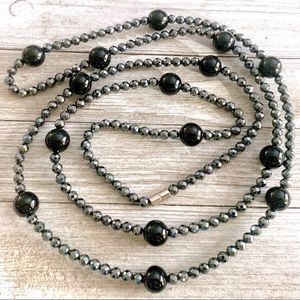 Vintage 56” Long Hematite Necklace